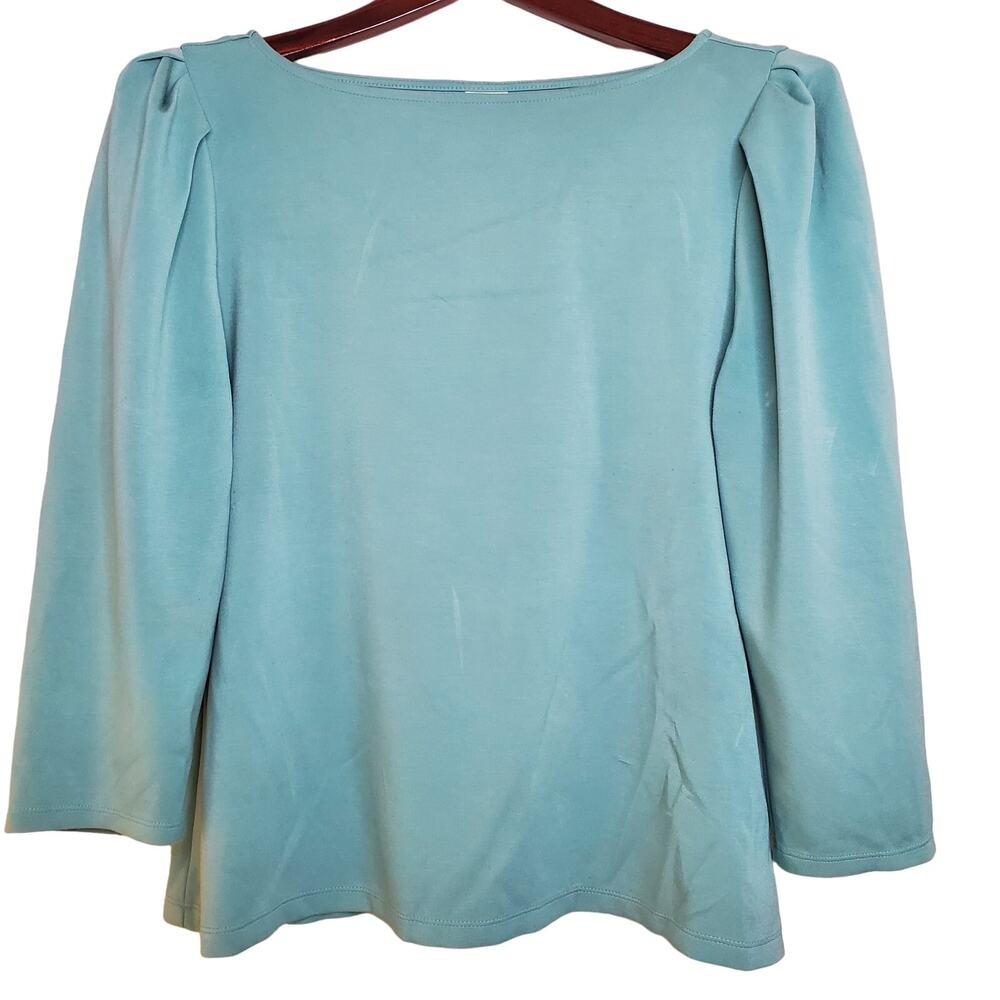 Worthington Green Pastel Puff 3/4 Sleeve Soft Casual Resortwear Summer Top Sz L